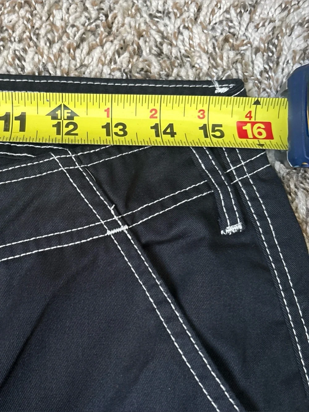 True Religion Black Cargo Pants with White Contrast Stitching